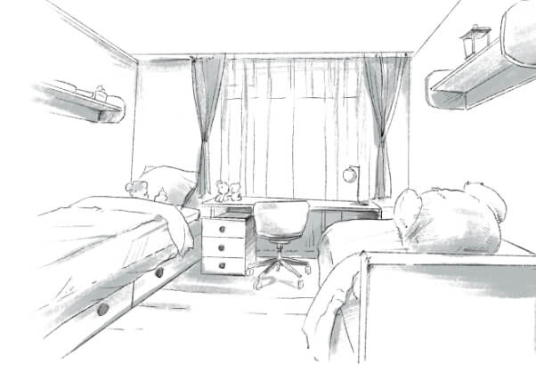 Skizze der Innenarchitektur eines Kinderzimmers